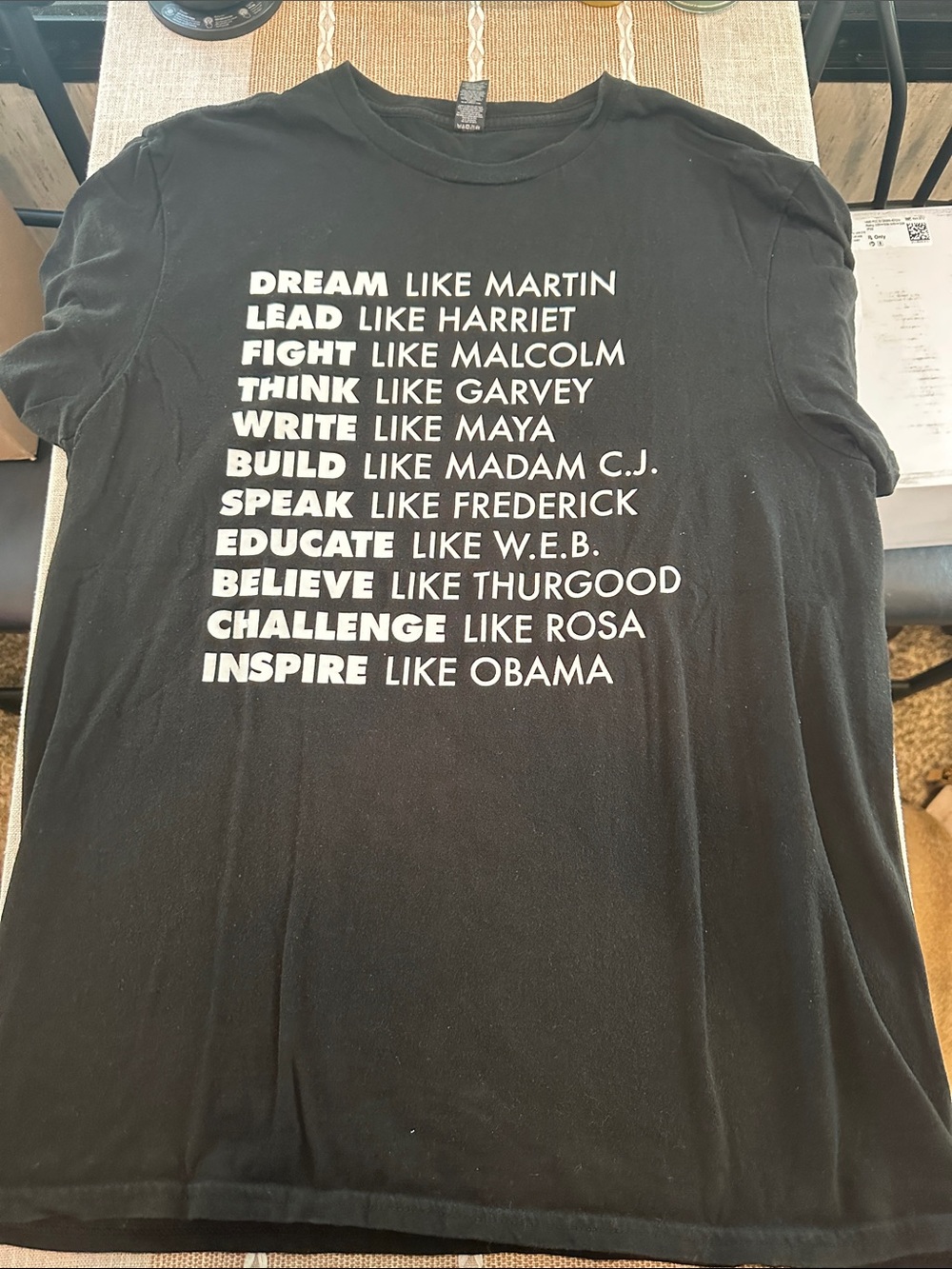 District Black Graphic Tee with White Inspirational Text